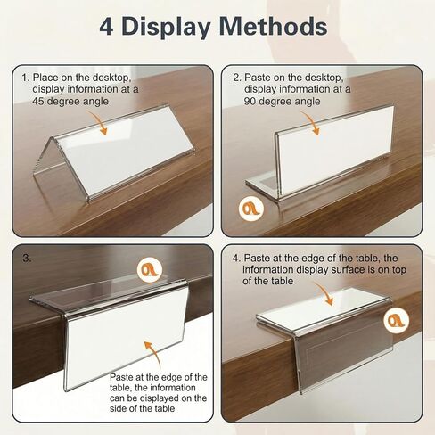 Acrylic Shelf Label Holder, ELEMGULY 20 Pack L-Shape Rigid Shelf Label Holders for Library Office School, Shelf Sign Holder, Price Display Stand with Label Inserts for Store, Supermarket in Kuwait
