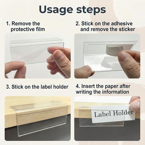 Acrylic Shelf Label Holder, ELEMGULY 20 Pack L-Shape Rigid Shelf Label Holders for Library Office School, Shelf Sign Holder, Price Display Stand with Label Inserts for Store, Supermarket in Kuwait