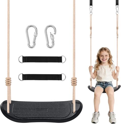 Weatherproof Kids Swing Seat,264lbs Heavy Duty Tree Swing with Ergonomic Design, Includes Hanging Straps & Carabiners for Tree or Swing Set, Outdoor Playground & Backyard Replacement - Green in Saudi Arabia