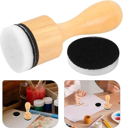 Healeved Mini Round Distress Ink Blending Tool with 2 Flat Replacement Foam Sponges, Natural Wood Handle for Card Making and Stencil Crafting in Kuwait