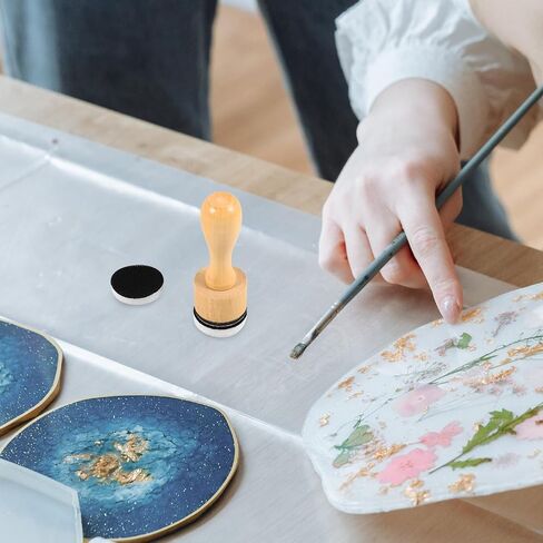 Healeved Mini Round Distress Ink Blending Tool with 2 Flat Replacement Foam Sponges, Natural Wood Handle for Card Making and Stencil Crafting in Kuwait