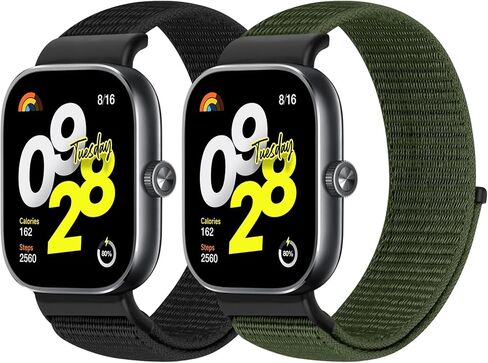 أربطة من النايلون متوافقة مع ساعة Redmi Watch 4/Xiaomi Smart Band 8 Pro/Xiaomi Smart Band 9 Pro، قطعتان من الأربطة الرياضية البديلة القابلة للتعديل للنساء والرجال in Kuwait