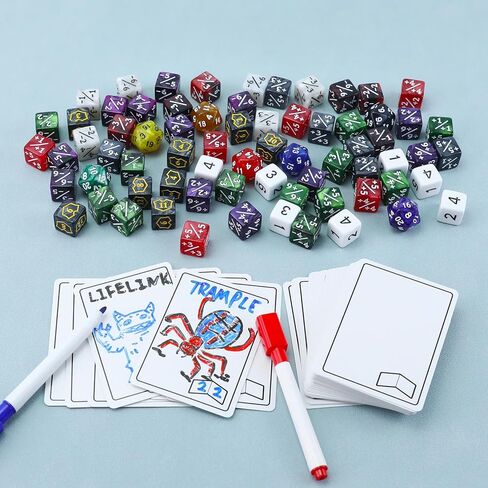 187Pcs MTG Dice Counter Dry Erase Tokens Set, MTG Plus 1 Life Counters Tokens Reusable Reversible Blank Proxy Cards, MTG Keyword Counters Compatible with Magic The Gatering, TCG Card Games Accessories in Kuwait