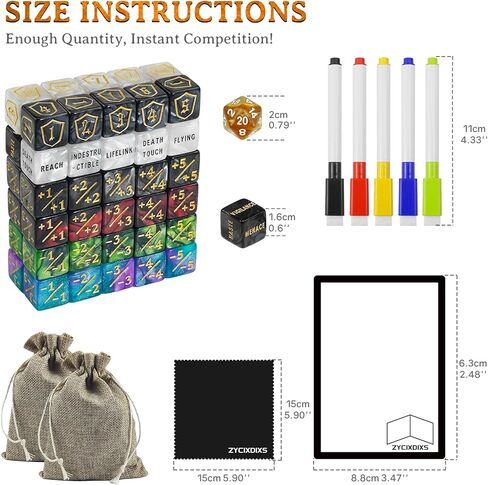 124 Pcs MTG Dice Counters Set with MTG Tokens Dry Erase Blank Cards Double-Sided All-in-One for TCG Players, Commander Decks Games Accessories in Kuwait