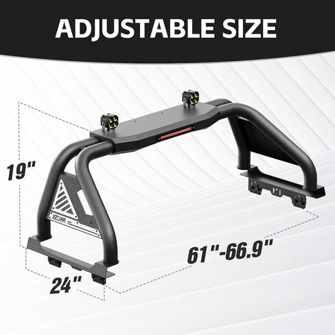 YZONA Sport Roll Bar لشاحنات الالتقاط، رف مطاردة سرير قابل للتعديل مقاس 61 بوصة - 66.9 بوصة مع مصابيح LED متوافقة مع سيلفرادو/سييرا 1500، F-150 F-250 F-350، رام 1500 2500 3500، تويوتا تندرا، نيسان تيتان in Kuwait