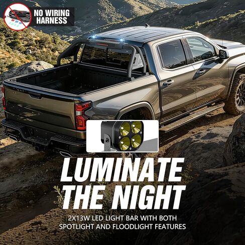 YZONA Sport Roll Bar لشاحنات الالتقاط، رف مطاردة سرير قابل للتعديل مقاس 61 بوصة - 66.9 بوصة مع مصابيح LED متوافقة مع سيلفرادو/سييرا 1500، F-150 F-250 F-350، رام 1500 2500 3500، تويوتا تندرا، نيسان تيتان in Kuwait