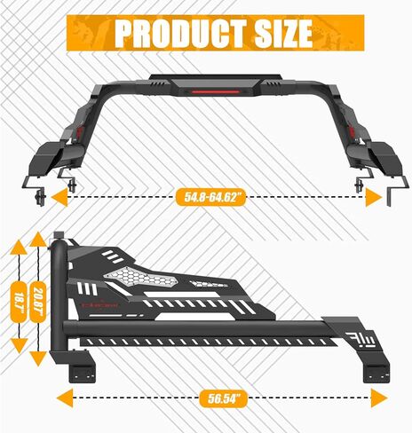 Adjustable Roll Bar for Full-Size & Mid- Size Pickup Trucks, Sport Bar Chase Rack Compatible with Dodge Ram 1500/2500/3500,Ford F-150/F-250/F-350, Toyota Tundra,GMC Sierra,Chevy Silverado,Titanra in Kuwait