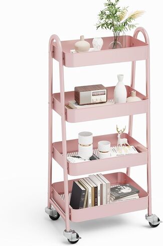 NEWBULIG 3-Tier Metal Rolling Cart with Lockable Wheels, Heavy Duty Mobile Utility Storage Shelf, Roller Book Snack Cart, Organization for Livingroom, Bathroom, Office, White in Kuwait