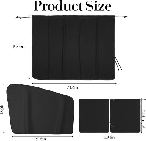 S Set of 5 Car Window Shades, 95% Light Blocking Sunshades with Privacy Divider Curtains and Side Windows Covers Wide Sedan SUV Accessories for Baby Travel Camping Nap Sleeping in Kuwait