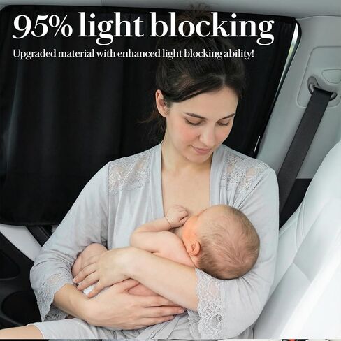 S Set of 5 Car Window Shades, 95% Light Blocking Sunshades with Privacy Divider Curtains and Side Windows Covers Wide Sedan SUV Accessories for Baby Travel Camping Nap Sleeping in Kuwait