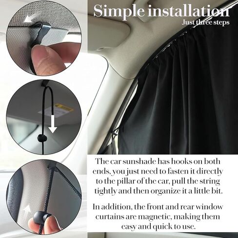 S Set of 5 Car Window Shades, 95% Light Blocking Sunshades with Privacy Divider Curtains and Side Windows Covers Wide Sedan SUV Accessories for Baby Travel Camping Nap Sleeping in Kuwait