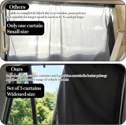 S Set of 5 Car Window Shades, 95% Light Blocking Sunshades with Privacy Divider Curtains and Side Windows Covers Wide Sedan SUV Accessories for Baby Travel Camping Nap Sleeping in Kuwait
