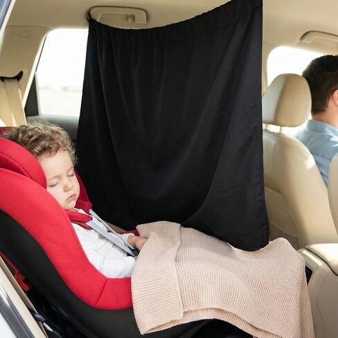 S Set of 5 Car Window Shades, 95% Light Blocking Sunshades with Privacy Divider Curtains and Side Windows Covers Wide Sedan SUV Accessories for Baby Travel Camping Nap Sleeping in Kuwait