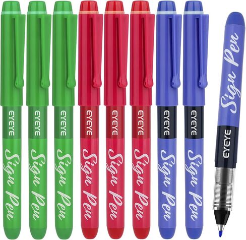 EYEYE Black Sign Pens 9 Pack - 1.0mm Nib Tip - 0.6mm Line, Liquid Ink Sign Pen Smooth Writing - Fineliner Marker Pens Quick Drying in Kuwait
