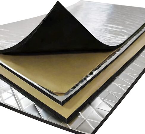 Car Sound Deadening Mat, 197mil (5mm) 8.7 sqft Closed-Cell Foam Car Insulation Material, Aluminum Foil Heat Shield, Waterproof Self-Adhesive Sound Deadener, 8 Pcs in Kuwait