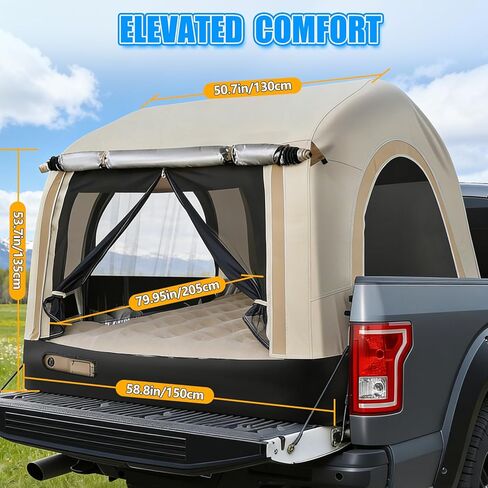 OPP ULITE Foldable Pickup Truck Bed Tent, Full Size Sportz Air Mattress, Camping & Outdoor Truck Tent, 2-Person Portable Includes Pillows & Glow-in-The-Dark Stakes in Kuwait