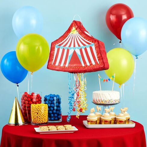BLUE PANDA Pull String Circus Pinata - Small, 16.5 x 3 x 13 In, Red, Blue & Yellow - Carnival Pinata & Party Decoration - Pull String for Kids for Circus Themed Birthday Party in Kuwait