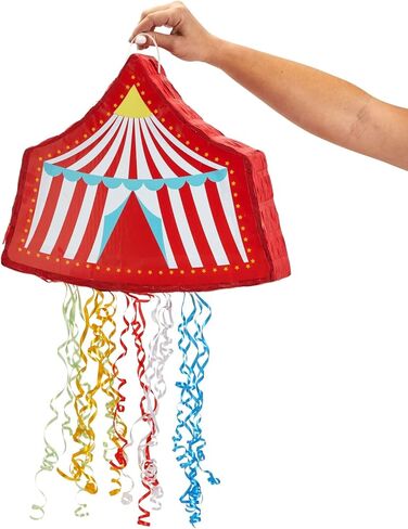 BLUE PANDA Pull String Circus Pinata - Small, 16.5 x 3 x 13 In, Red, Blue & Yellow - Carnival Pinata & Party Decoration - Pull String for Kids for Circus Themed Birthday Party in Kuwait