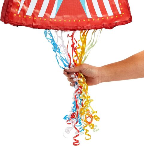 BLUE PANDA Pull String Circus Pinata - Small, 16.5 x 3 x 13 In, Red, Blue & Yellow - Carnival Pinata & Party Decoration - Pull String for Kids for Circus Themed Birthday Party in Kuwait