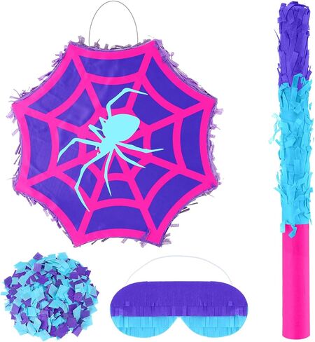 Arrowbash Purple Spider Piñata for Birthday Decoration Small Piñata for Spider Favors Birthday Gifts with Blindfold Stick and Confetti for Adult Celebration in Kuwait