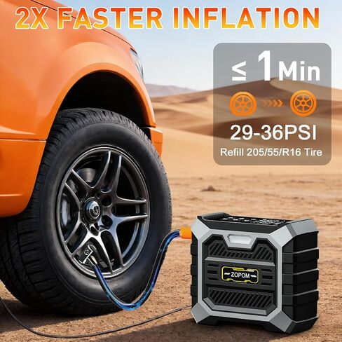 ZOPOM Tire Inflator Portable Air Compressor, 12V DC Car Air Pump with Auto Shut-Off & Digital Pressure Gauge, 100 PSI Corded Inflator for Car, Motorcycle, Bicycle & Sports Balls, LED Light in Kuwait