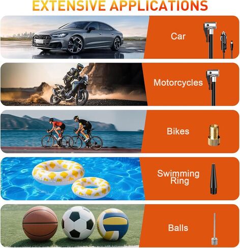 ZOPOM Tire Inflator Portable Air Compressor, 12V DC Car Air Pump with Auto Shut-Off & Digital Pressure Gauge, 100 PSI Corded Inflator for Car, Motorcycle, Bicycle & Sports Balls, LED Light in Kuwait