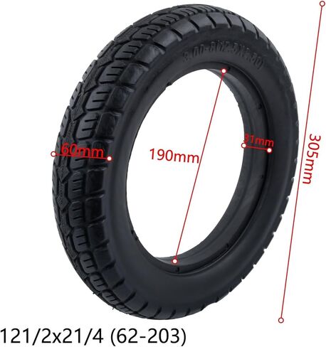 12.5x2.50 Puncture Proof Solid Tire 12-1/2X2 1/4(62-203), for E-for Bike and Electric Scooter, 12 Inch Solid Rubber Tire in Kuwait