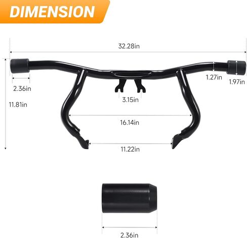 2014-2026 Touring Flat-Out Engine Guard Crash Bar Compatible with Harley DavidsonTouring 2014-Later Street Road Glide Road King Electra Glide Ultra Limited,Black in Kuwait