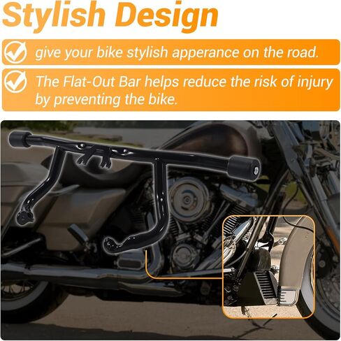 2014-2026 Touring Flat-Out Engine Guard Crash Bar Compatible with Harley DavidsonTouring 2014-Later Street Road Glide Road King Electra Glide Ultra Limited,Black in Kuwait