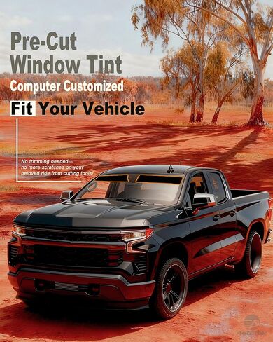 AUTOTEK Windshield Tint Strip for 2019-2026 Chevy Silverado 1500 Crew/Extended/Regular Cab | 2-Ply Car Sun Strip Tint with UV Protection & Anti-Glare, DIY Friendly Window Tint Film for Truck in Kuwait