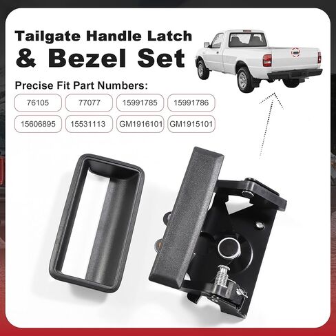 Tailgate Handle Latch and Bezel Trim，Nikimotorsport Tailgate Assist Compatible with 1988-2002 Chevy & GMC C/K 1500/2500/3500，Tailgate Handle OEM# 76105,77077,15991785,15991786 in Kuwait