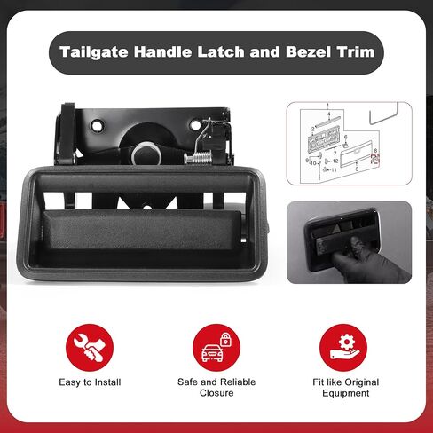 Tailgate Handle Latch and Bezel Trim，Nikimotorsport Tailgate Assist Compatible with 1988-2002 Chevy & GMC C/K 1500/2500/3500，Tailgate Handle OEM# 76105,77077,15991785,15991786 in Kuwait