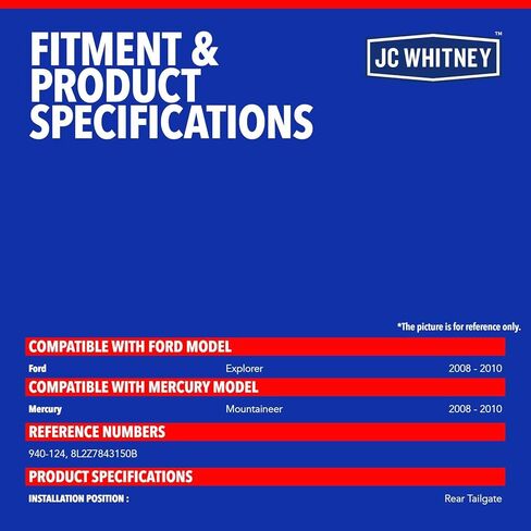مزلاج الباب الخلفي JC Whitney JFBAJCWDLA00877 - متوافق مع Ford Explorer 2008-2010، Mercury Mountaineer 2008-2010 in Kuwait