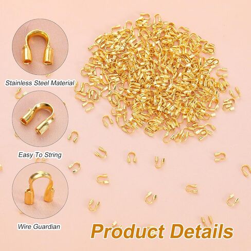 300 قطعة من الأسلاك النحاسية على شكل حرف U حلقات حماية للخيط، ملحقات مجوهرات أنبوبية ذهبية على شكل حرف U لحلق السوار والقلادات والمجوهرات صناعة الحرف اليدوية (الفتحة: 0.7 مم) in Kuwait