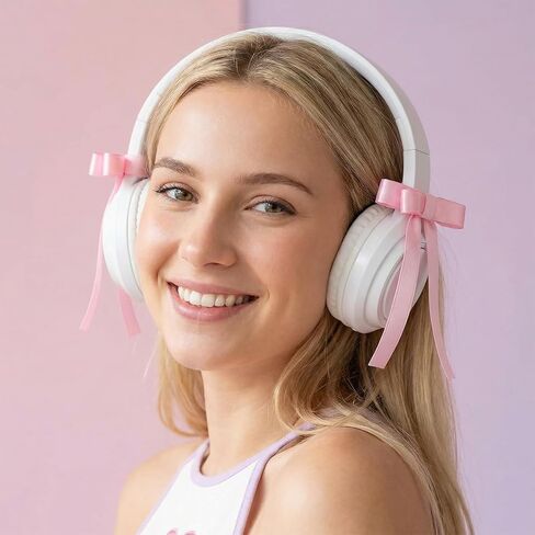2 Pack Headphone Bow Accessories - Satin Ribbon Cute Headphone Decorations for Girls, Coquette Y2K Aesthetic Headset Attachment for Gaming Headphones, Kawaii Headphones Decor for Women Teens in Kuwait