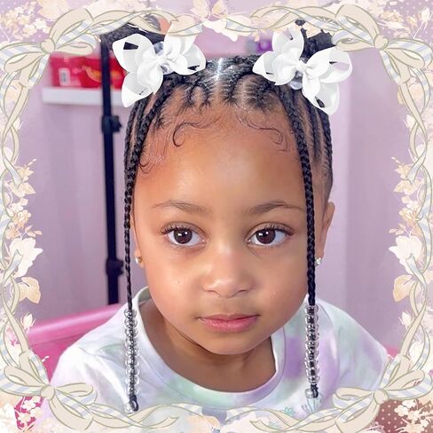 NAISKA 62PCS White Hair Beads Kit Large Bow Hair Clips Clear Pony Beads Jewelry for Braids White Hair Accessories Sets for Kids Girls in Saudi Arabia