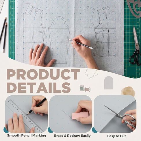 Jetec 1 Roll Large Pattern Paper for Sewing 16.7 Inch x 30 Yards Alpha Numeric Dotted Marking Paper for Sewing Crafting Tracing and Drawing in Kuwait