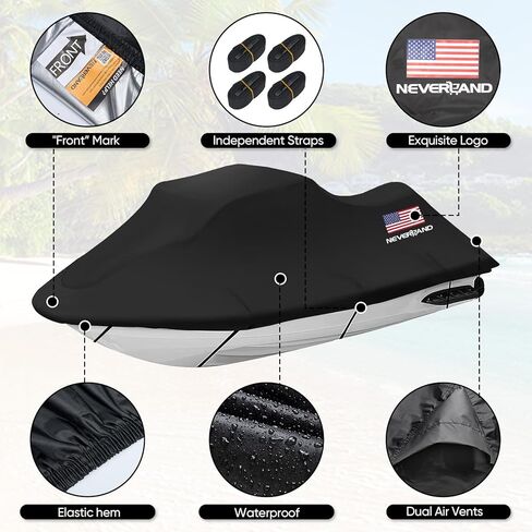 Jet Ski Cover - Jetski Covers Compatible with Yamaha Seadoo, Jet Ski Covers 2 3 Seater UV Resistant Heavy Duty Cover with 2 Air Vents Suitable for Jetski Lengths 115'' to 120" in Kuwait