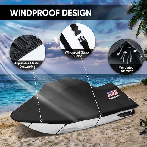 Jet Ski Cover - Jetski Covers Compatible with Yamaha Seadoo, Jet Ski Covers 2 3 Seater UV Resistant Heavy Duty Cover with 2 Air Vents Suitable for Jetski Lengths 115'' to 120" in Kuwait