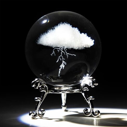 HDCRYSTALGIFTS 3D Lightning Cloud Crystal Decorative Ball Paperweight with Free Stand,60mm (2.3inch) Glass Art Engraving Sphere for Home Feng Shui Decoration Ornaments in Kuwait