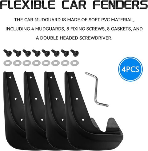 4PCS Car Mud Flaps Splash Guards No Drilling Mudguards Front Rear Fender Guards Wheel Tire Mud Splash Protection Universal Fit Sedan SUV Truck Pickup Heavy Duty Automotive Replacement Accessories in Kuwait
