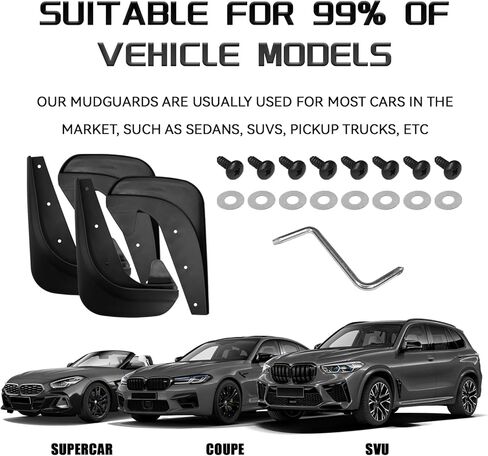4PCS Car Mud Flaps Splash Guards No Drilling Mudguards Front Rear Fender Guards Wheel Tire Mud Splash Protection Universal Fit Sedan SUV Truck Pickup Heavy Duty Automotive Replacement Accessories in Kuwait