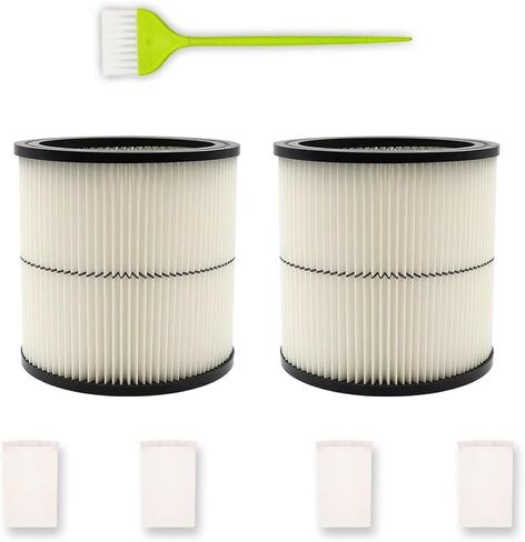 قطعتان من فلتر خرطوشة التفريغ البديلة لفلتر Craftsman 17884، متوافق مع Craftsman 6 8 12 16 جالون والمكانس الرطبة/الجافة الكبيرة، الجزء # 9-17884 17935 17937 17920 in Saudi Arabia