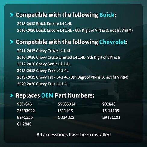 غطاء منظم حرارة منفذ مياه مبرد المحرك يناسب تشيفي كروز 2011-2016، سونيك 2012-2020، تراكس 2013-2020، بويك إنكور 2013 2014 2015 2016 2017 2018 2019 2020 1.4L - يستبدل 25193922، 902-846 in Kuwait