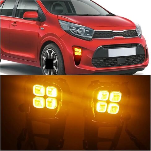 1 زوج متوافق لكيا بيكانتو 2017 2018 2019 2020 LED أضواء الضباب DRL LED المصباح النهار تشغيل ضوء المصد الأمامي مجموعة مصابيح, binbin06792 store in Kuwait
