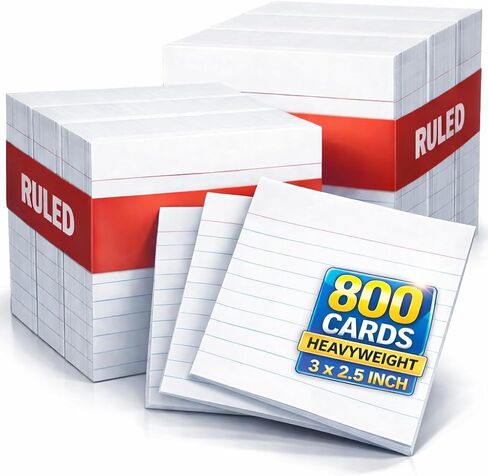 1InTheOffice Mini Index Cards, Flash Cards, Half Size, 3" x 2.5", White, 800 Count in Kuwait