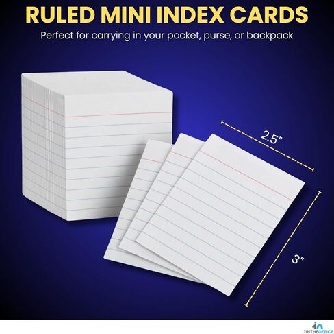 1InTheOffice Mini Index Cards, Flash Cards, Half Size, 3" x 2.5", White, 800 Count in Kuwait