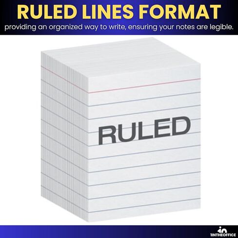 1InTheOffice Mini Index Cards, Flash Cards, Half Size, 3" x 2.5", White, 800 Count in Kuwait