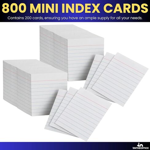 1InTheOffice Mini Index Cards, Flash Cards, Half Size, 3" x 2.5", White, 800 Count in Kuwait