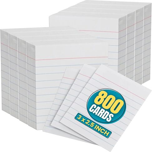 1InTheOffice Mini Index Cards, Flash Cards, Half Size, 3" x 2.5", White, 800 Count in Kuwait
